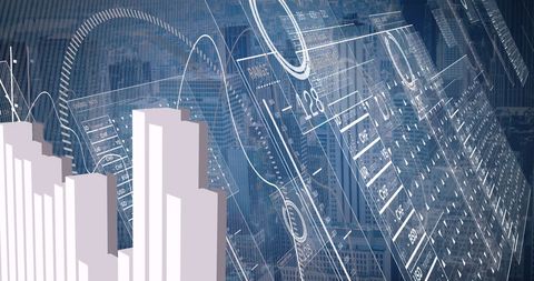 Digital Data Processing Overlay on Cityscape - Download Free Stock Images Pikwizard.com