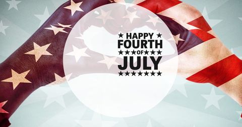 Patriotic Celebration with Heart-Hand Gesture and American Flag for Fourth of July