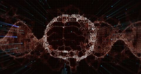 Digital brain and spinning dna strand concept art