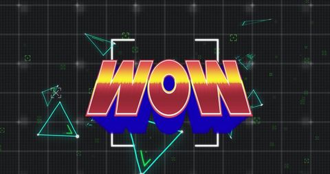 Vibrant 3D Wow Text on Digital Grid Background - Download Free Stock Images Pikwizard.com
