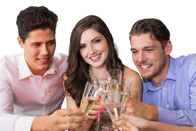 Smiling Biracial People Toasting with Champagne, Transparent Background - Download Free Stock Videos Pikwizard.com