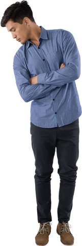 Confident Asian Man in Blue Shirt with Folded Arms on Transparent Background - Download Free Stock Videos Pikwizard.com