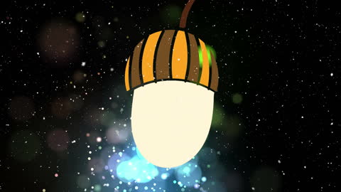 Animated Acorn with Falling Snow and Light Bokeh Effects