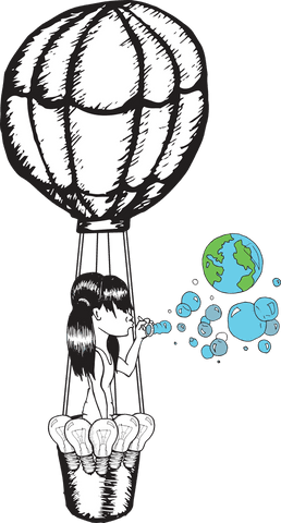 surreal hot air balloon girl blowing earth bubbles transparent - Download Free Stock Videos Pikwizard.com