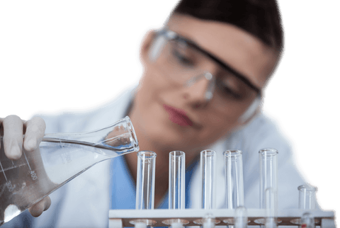 female scientist pouring liquid into test tubes on transparent background - Download Free Stock Videos Pikwizard.com