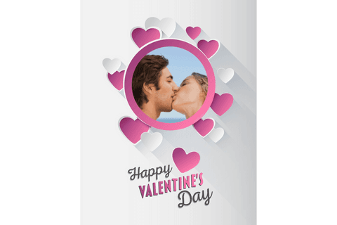 Valentine's Day Card with Romantic Kiss on Transparent Background