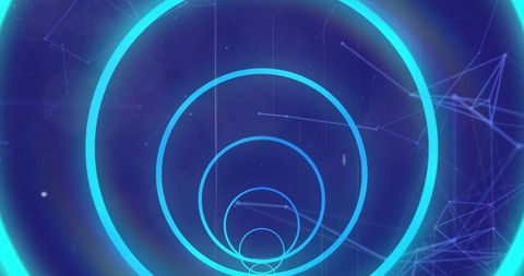Futuristic Digital Tunnel with Glowing Blue Circles and Connections