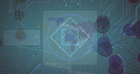 Global Digital Network with Virtual World Map and Technology Elements