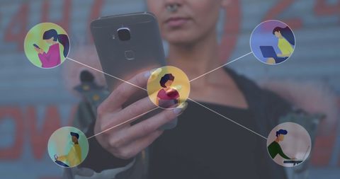 Digital Networking Through Smartphone Communication Visualization - Download Free Stock Images Pikwizard.com
