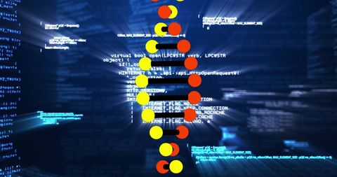 DNA Helix Superimposed Over Digital Code Background - Download Free Stock Images Pikwizard.com