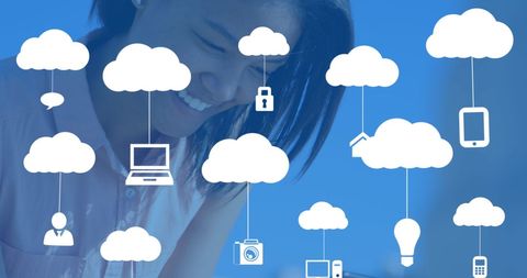 Digital Interaction and Cloud Network Concept with Technology Icons - Download Free Stock Images Pikwizard.com