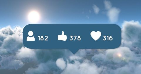 Social Media Engagement Icons Over Cloudy Sky - Download Free Stock Images Pikwizard.com