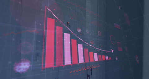 Digital Bar Graph Displaying Financial Data in Modern Cityscape