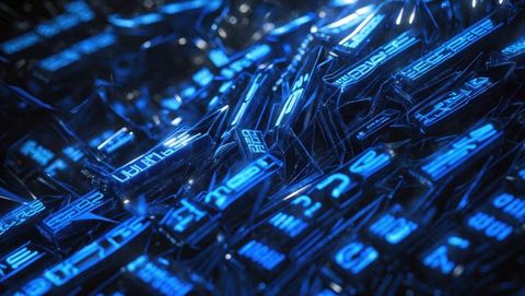 Futuristic Digital Landscape with Blue Glowing Crystals - Download Free Stock Images Pikwizard.com