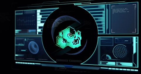Futuristic Digital Data Interface with Geometric Design - Download Free Stock Images Pikwizard.com