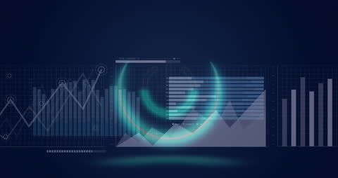 displaying vibrant neon elements, integrated with data analytics and charts, this design highlights future technology trends, digital innovation, and business analytics. useful for presentations, advertising, and technology blogs focusing on data-centric solutions and trends.