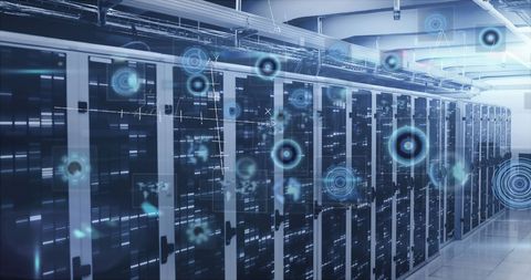 digital interface over modern data center servers - Download Free Stock Images Pikwizard.com
