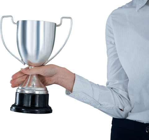 businesswoman holding transparent trophy celebrating success - Download Free Stock Videos Pikwizard.com