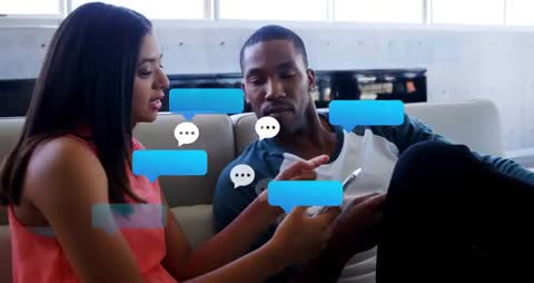 Couple Engaged in Dynamic Messaging Communication