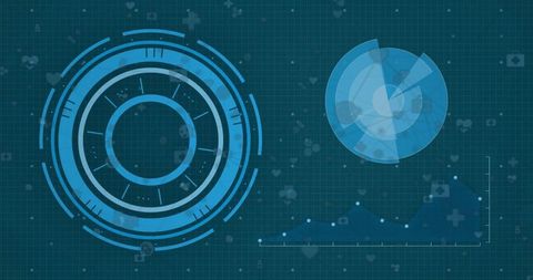 Futuristic Digital Interface with Tech Icons and Graph - Download Free Stock Images Pikwizard.com