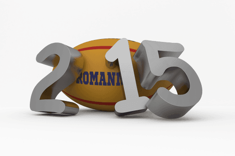 2015 Transparent Rugby Ball with Romania Text for Sports Design