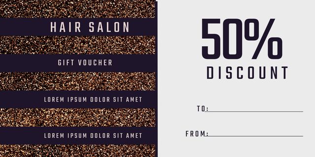 Luxury Hair Salon Voucher Template with Glittery Background for Discounts - Download Free Stock Templates Pikwizard.com