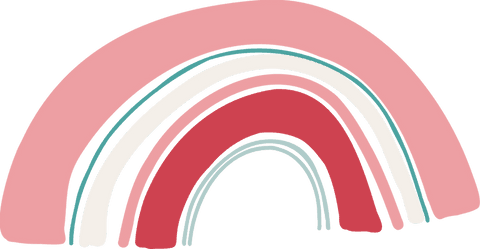 Whimsical pastel rainbow illustration with transparent background
