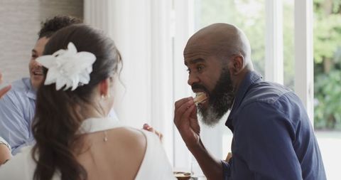 Joyful Bride and Guests Enjoying Wedding Celebration
