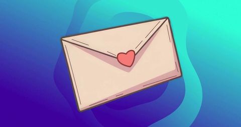 Romantic Envelope Sealed with Heart on Colorful Abstract Background