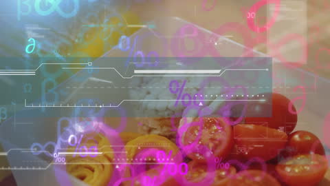 Digital Data Overlay on Healthy Meal Preparation