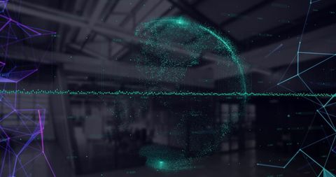 Abstract Digital Globe with Neon Network in Modern Office - Download Free Stock Images Pikwizard.com