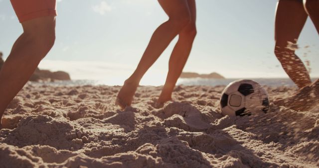 Group of Friends Playing Beach Soccer During Sunset - Download Free Stock Images Pikwizard.com