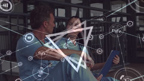 Medical Professionals Connected through Digital Network Visuals
