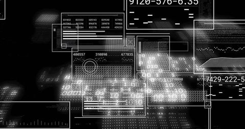 Abstract Data Processing Digital Interface with Diagrams