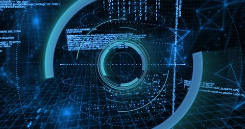 Futuristic Radar Graphic Amongst Binary Codes and Programming Script - Download Free Stock Images Pikwizard.com