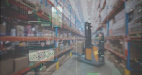 digital graphs overlaying modern warehouse setting - Download Free Stock Images Pikwizard.com