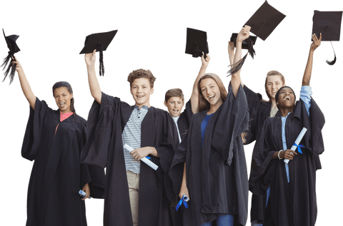 joyful students celebrating graduation in transparent png - Download Free Stock Videos Pikwizard.com
