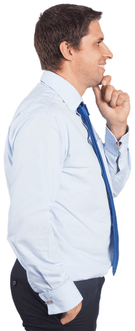 Transparent Thinking Businessman Touching His Chin Side View - Download Free Stock Videos Pikwizard.com