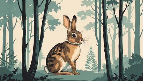 Serene rabbit in tranquil forest setting