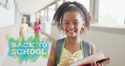 Joyful Schoolgirl Welcoming New School Year - Download Free Stock Images Pikwizard.com
