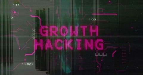 Futuristic Digital Growth Hacking Display in Data Center
