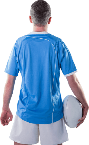 Transparent Rugby Player with Ball Seen from Behind