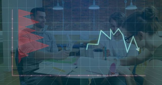 Colleagues Collaborating Over Data Analysis in Modern Office