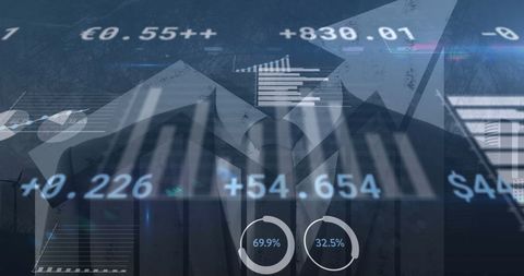 Businessman in Front of Digital Financial Interface with Global Data - Download Free Stock Images Pikwizard.com