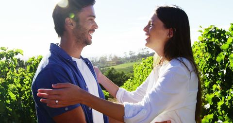 Romantic Couple Sharing Joyful Moments in Vineyard - Download Free Stock Images Pikwizard.com