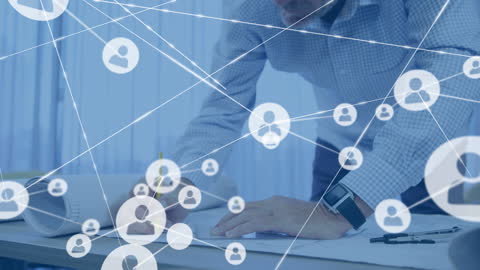 Architect Designing with Digital Network Overlay Elements