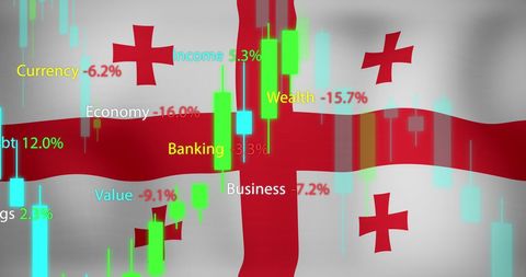 Financial Data Analysis Overlaying Georgia Flag