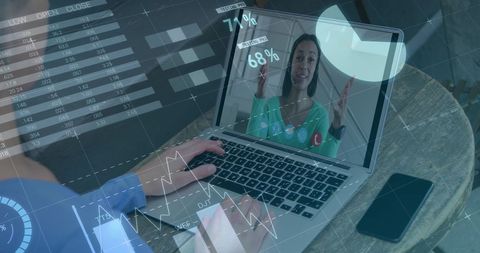 Businesswoman in Online Meeting Analyzing Financial Graphs - Download Free Stock Images Pikwizard.com