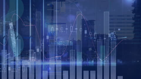 Overlay of Cityscape with Data Analytics Visualization