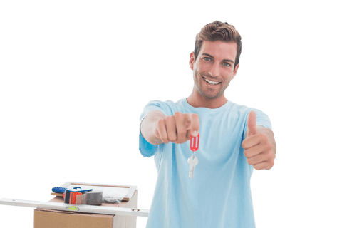 transparent young man handing keys thumbs up new home - Download Free Stock Videos Pikwizard.com